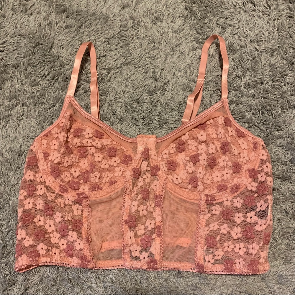 Sheer floral corset top